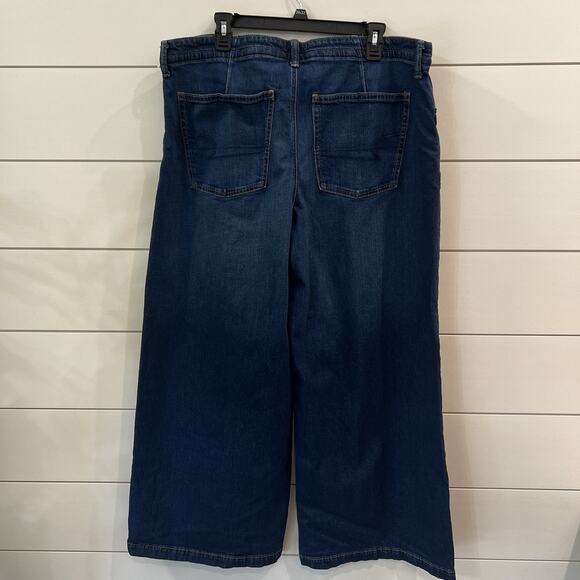 American Eagle Low-Rise Ultra Wide Leg Blue Jeans Women’s Size 18 Loose - Picture 3 of 8